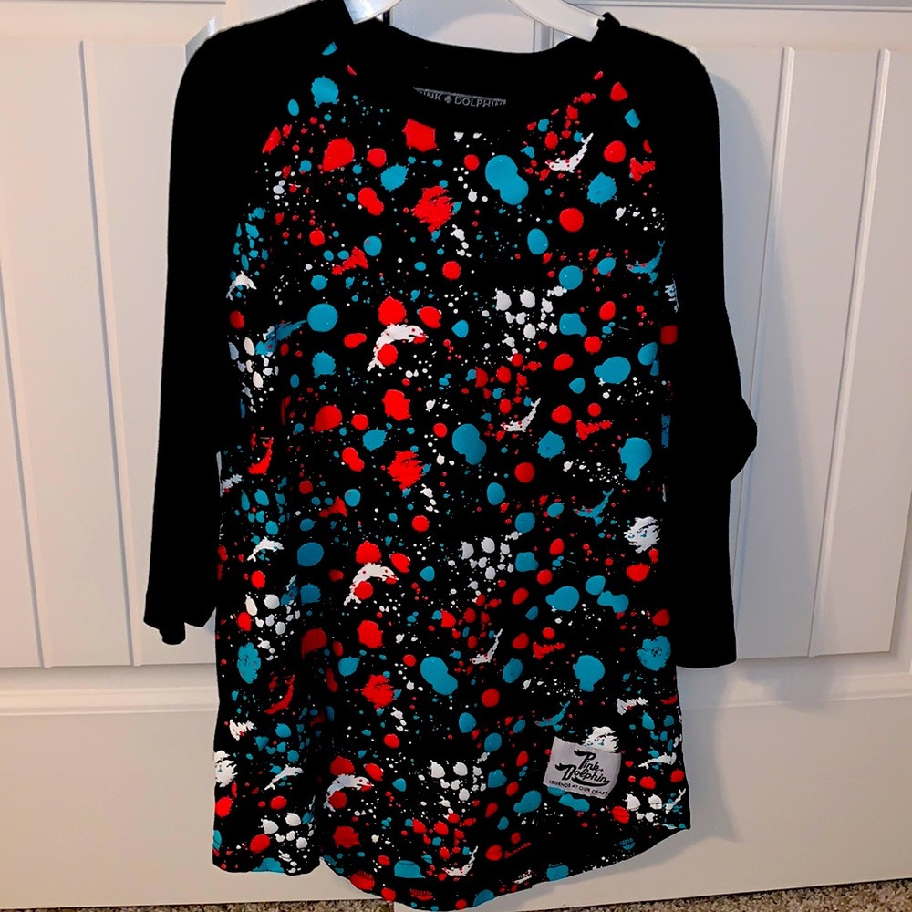 Sz Large Pink dolphin Baseball T (somewhat rare)